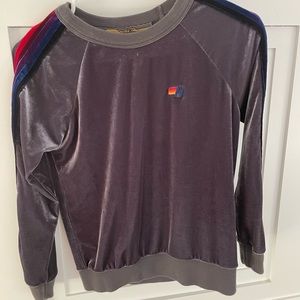 Aviator Nation big girls size 14 grey velour sweatshirt- LIKE NEW- hardly worn!